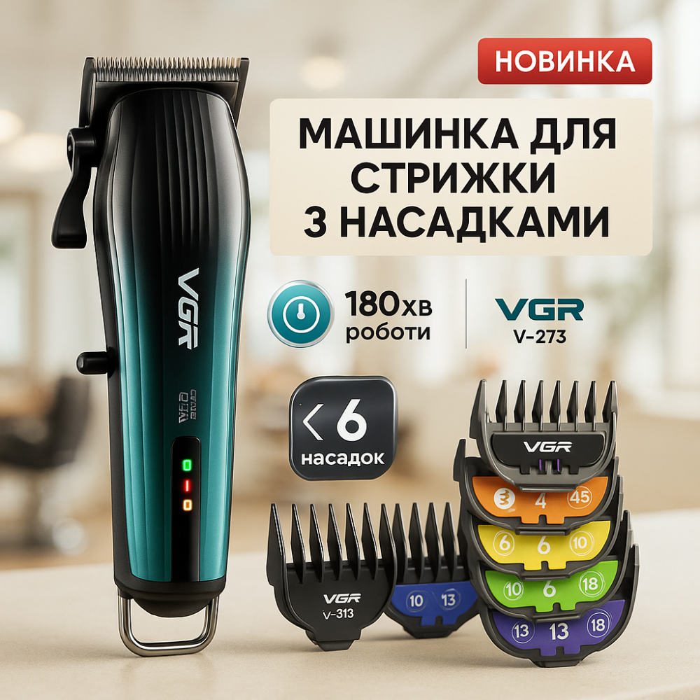 Професійна електрична машинка для стрижки VGR V-273 Бездротова машинка для стрижки дому PV-63 Львів - фото 20