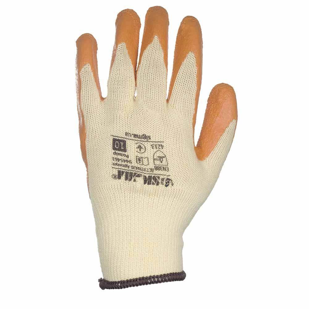 Трикотажные перчатки с частичным латексным покрытием кринкл р10 (оранжевый, манжет) SIGMA (9445461) Ровно - изображение 4