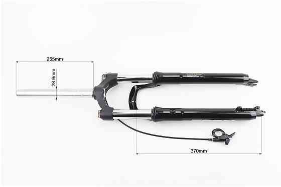 Вилка 27,5" амортизаційна, без різьби 1-1/8" (28,6мм), шток 255мм, з ходом 100мм, Disk-brake, пружинно-оливна, виносний Lockout, чорна N780 Київ
