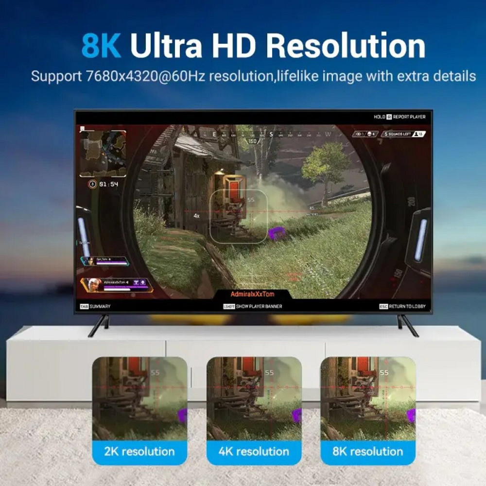 Кабель Vention DisplayPort, 2 м, v1.4  чорний, 8K 60 Hz, 4K 144Hz, 2K 165Hz, 1080P 240Hz (HCCBH) Київ - фото 4