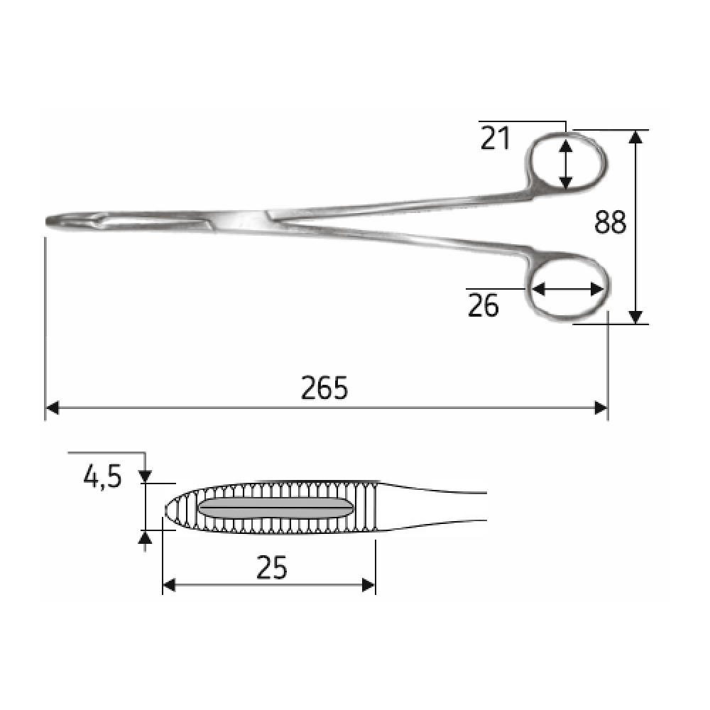 Зажим Maier, 26,5 см, прямой, J-18-531 Днепр - изображение 2