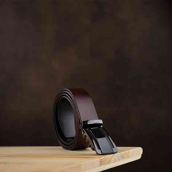 Ремінь чоловічий з темною пряжкою автомат Черний (Vintage) Київ