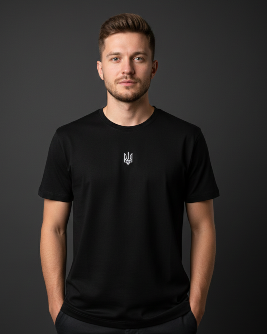 Вышитый Тризуб на черной футболке 5XL Киев - изображение 1