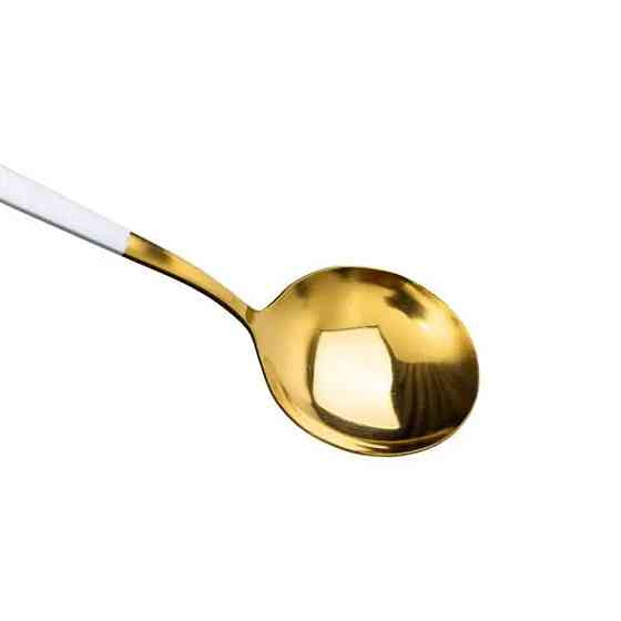 Набір столових ложок 6 штук ложки столові з нержавійки 21 см Білий із золотом HP-20-8 Київ