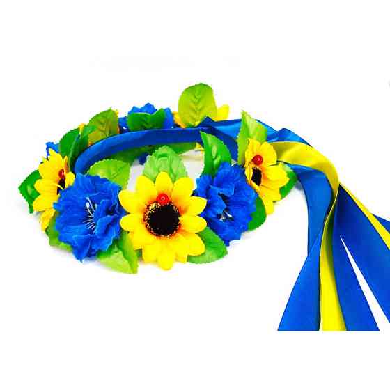 Обідок-вінок український "Квіти" 0205-759 з об'ємними квітами Вінниця