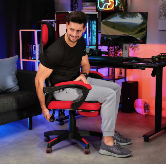 Крісло комп'ютерне офісне геймерське Sporte червоне з чорним до 150 кг для офісу школяра підлітка Київ