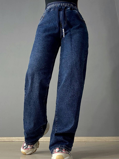 Джинси жіночі LDM 0249 палаццо батал з резинкою на поясі великі розміри сині, синій, З4, 34, 94 см, 120 см Київ - фото 16