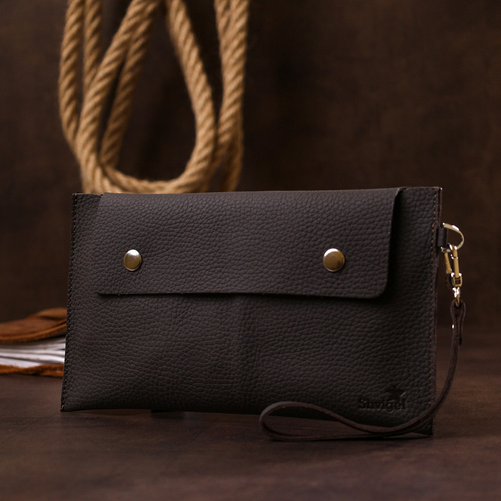 Кожаная матовая тревел-косметичка Коричневый (SHVIGEL) Киев - изображение 2