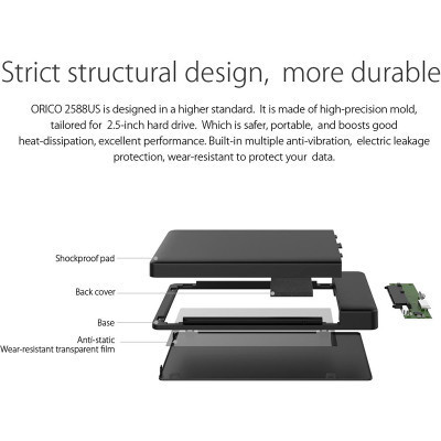 Карман внешний Orico HDD 2588US3-V1-BK-BP (HC380374) Винница - изображение 8