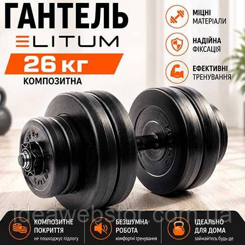 Гантель Elitum 26 кг композитная, наборная, силовая, для фитнеса и зала Киев - изображение 8