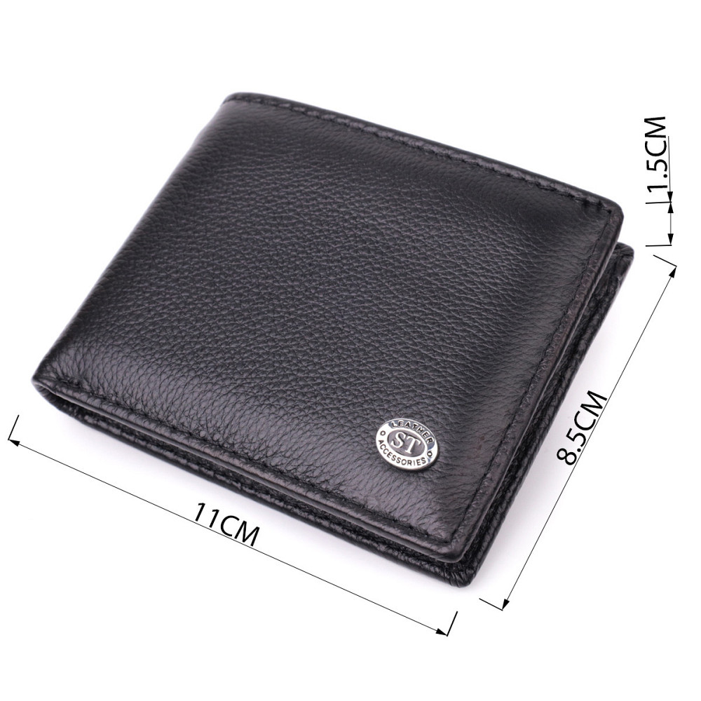 Шкіряний гаманець з металевим затискачем, чорний (ST Leather) Київ - фото 13
