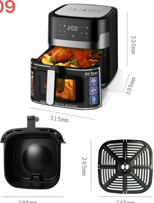 Аэрофритюрница Гриль: Zeplin-109 с сенсорным управлением , 10.5 л. 3500ВТ. Киев - изображение 8