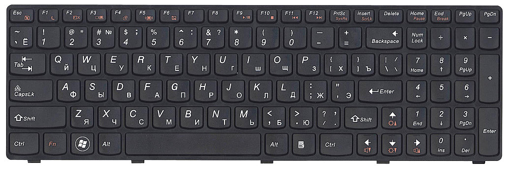 Клавиатура для ноутбука Lenovo IdeaPad (G580, G585, Z580, Z585, Z780) Black, (Black Frame), RU Вінниця - фото 2