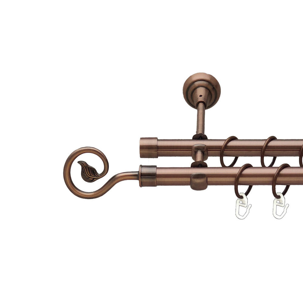 Карниз Orvit Лукка металевий дворядний відкритий Мідь 19\19 мм 240 см (00-00012095) Львів - фото 1