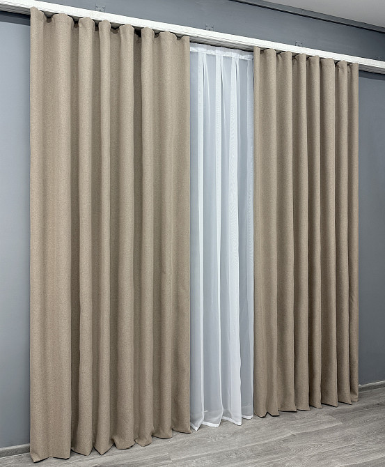 Комплект готових штор VR-Textil Блекаут двосторонній ASHEN NIGHT № 1853ш Бежевий 150х270 см 2 шт (33-0897) Київ - фото 4