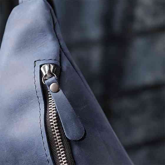 Мужская бананка отменного качества из винтажной натуральной кожи Синий (SHVIGEL) Киев