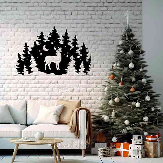 Декоративное настенное Панно «Новый год», Декор на стену 110*72 см, Чёрный Киев