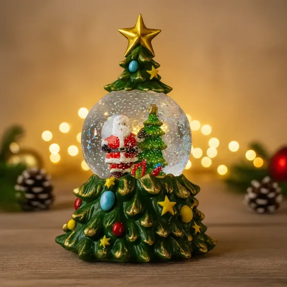 Музыкальный снежный шар-ночник "Елка" 15*15*23см LED, 5 Мелодий (XHF-8001) Коломия