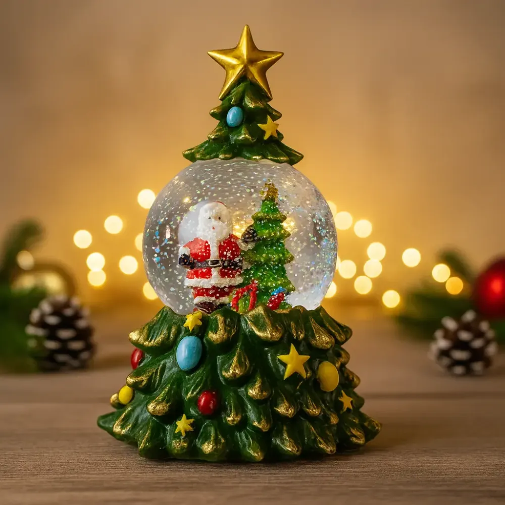 Музыкальный снежный шар-ночник "Елка" 15*15*23см LED, 5 Мелодий (XHF-8001) Коломия - фото 3