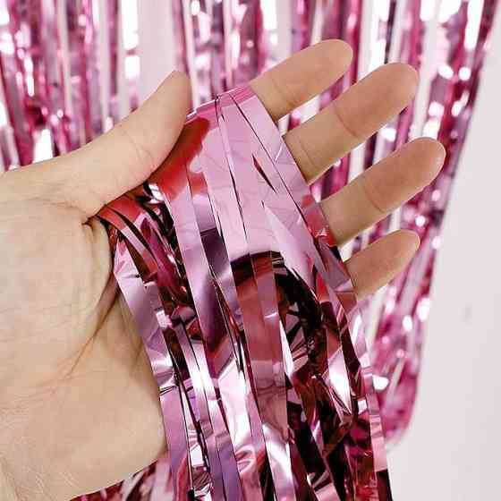 Штора дощик фольгований, дощик для фотозони, святковий фон для: вечірок, днів народження, урочистостей, рожевий Кам'янець-Подільський