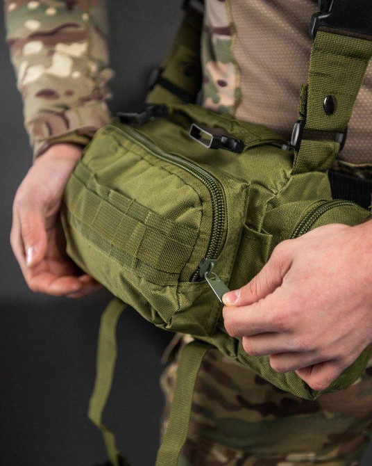Сумка тактическая наплечная модульная молли  на 5 л олива ВТ7602 Одесса - изображение 3