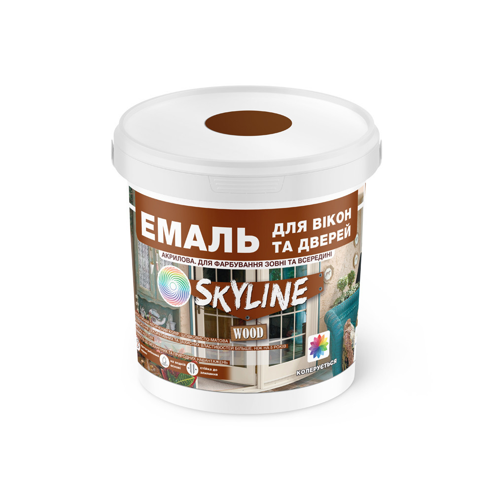 Акрилова емаль для вікон та дверей SkyLine Wood без запаху, з протигрибковим ефектом, червоно-коричнева, 0.4 л Харків - фото 9