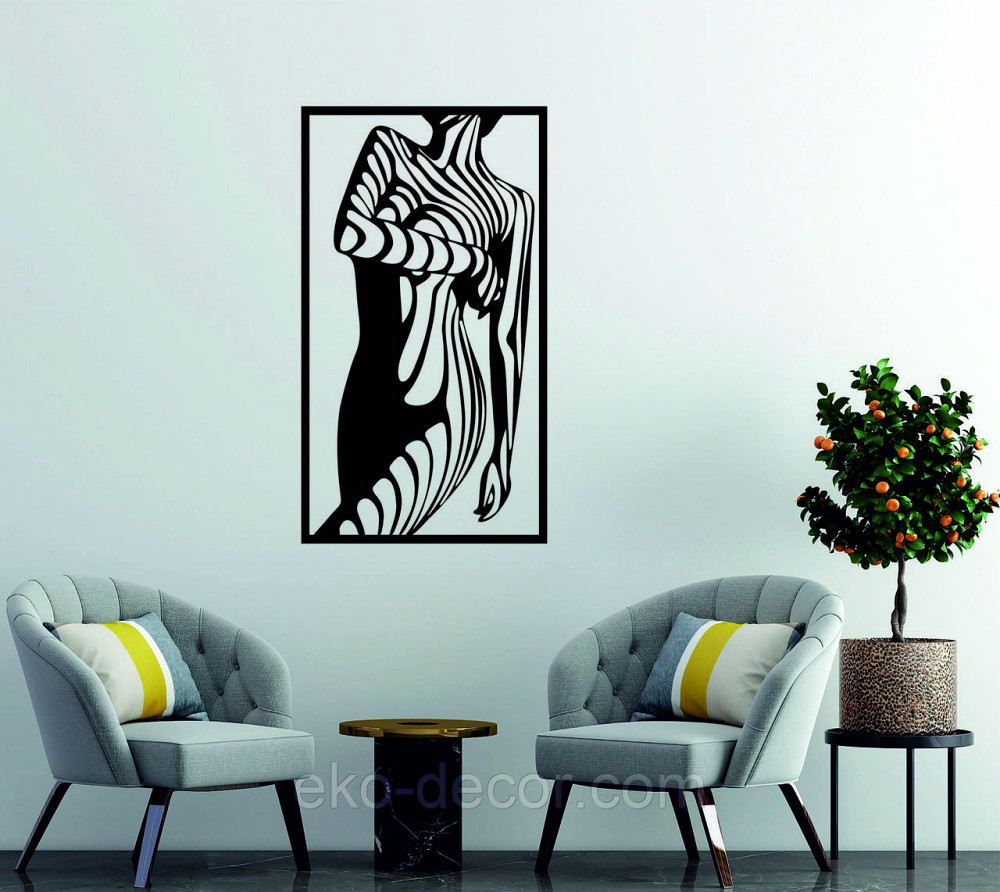 Декоративне настінне Панно «Сілует жінки», Декор на стіну 110*61 см, Чорний Київ - фото 1