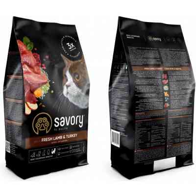 Сухий корм для кішок Savory Adult Cat Sensitive Digestion Fresh Lamb and Turkey 400 г (4820232630075) Вінниця