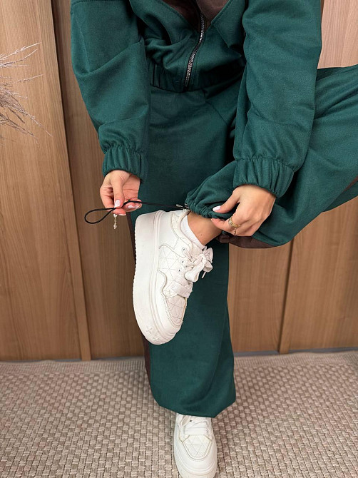 Женский стильный повседневный костюм двойка из замша на дайвинге Изумрудный Одесса - изображение 9