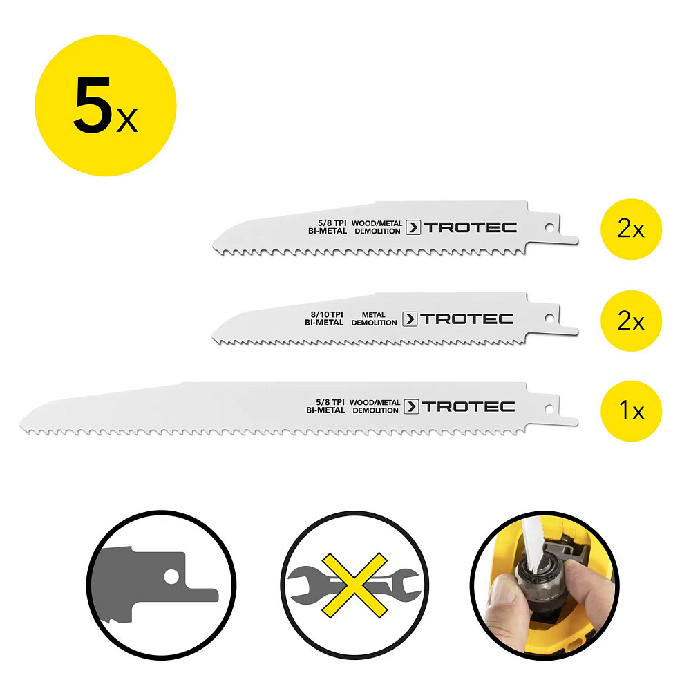 Набор пильных полотен для пилы сабельной Trotec 5 pieces Wood/Metal Set (6215001201) Винница - изображение 4