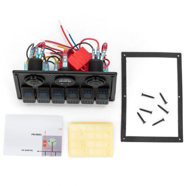 Панель переключателей 12V/24V 6 переключателей и двойной USB HF60-326B Киев - изображение 2