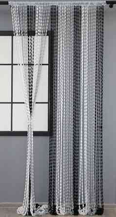 Штори-нитки Шиніл з люрексом 300х300 см Білий із сіро-чорним (61-041) Київ