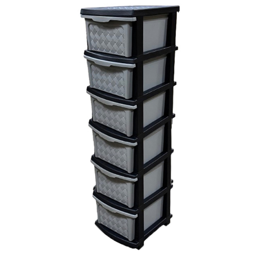 Комод пластиковий сіро-чорний "Компакт Плюс" 6 ярусів 126*40*34см R-Plastic Одеса - фото 1