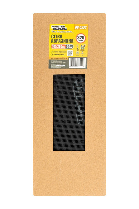 MASTERTOOL Сітка абразивна MASTERTOOL зерно 320 107х280 мм 50 шт 08-0232PC Коломыя - изображение 3