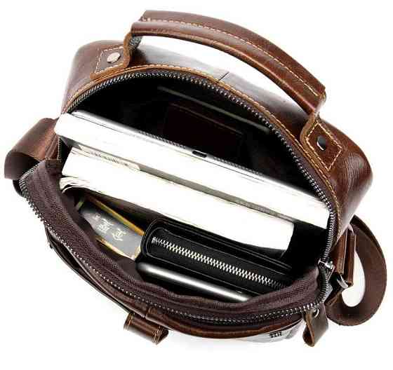 Сумка мужская гладкая Vintage 14700 Коричневая Киев