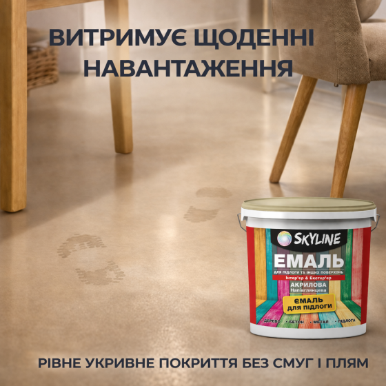 Эмаль для пола SkyLine акриловая RAL 1019 Серо-бежевая, износостойкая, влагостойкая без запаха для бетонного и деревянного пола 3л Харьков