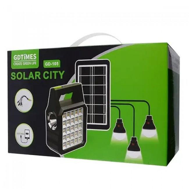 Портативная станция для зарядки GD 105 с 3 лампами и солнечной панелью (8273) от GDLITING Одесса - изображение 2