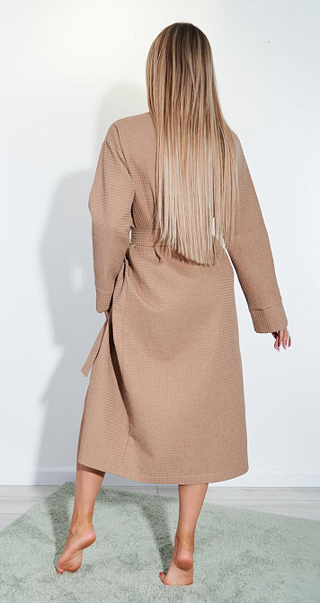 Хлопковый вафельный халат с вышивкой (42-44) Киев - изображение 4