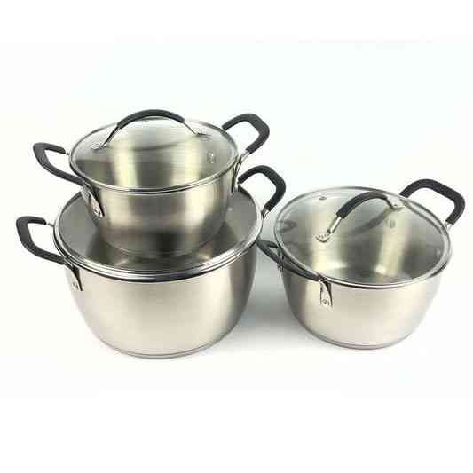 Каструля з нержавіючої сталі, Набір каструль вищої якості, Набір антипригарних каструль з кришкою SM-62 Івано-Франківськ