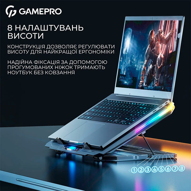 Охолоджувальна підставка для ноутбука GamePro CP1040 ( 14071 ) Харків - фото 10