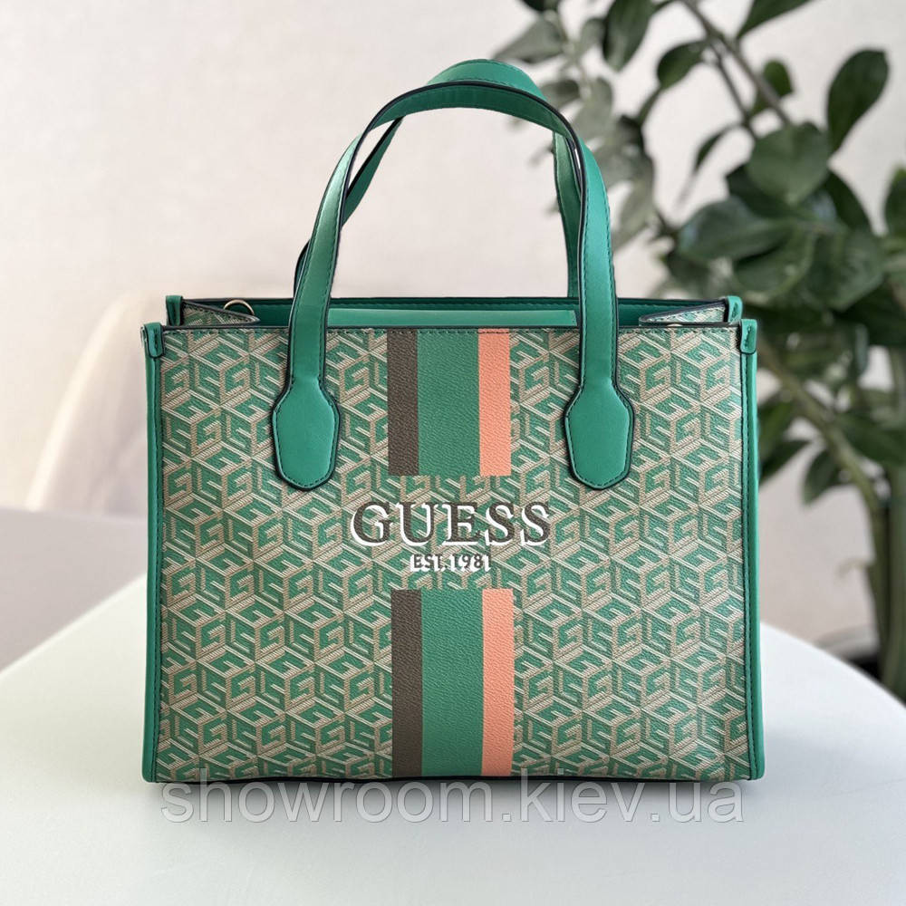 Жіноча сумка шоппер Guess (866522) зелена Київ - фото 2
