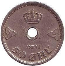 Монета 50 ере. 1948 рік, Норвегія. (БД) Полтава - фото 1