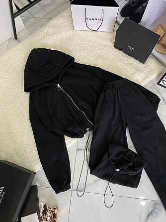 Женский трендовый теплый костюм оверсайз с двойной полар флиса Черный, 48/50 Одесса