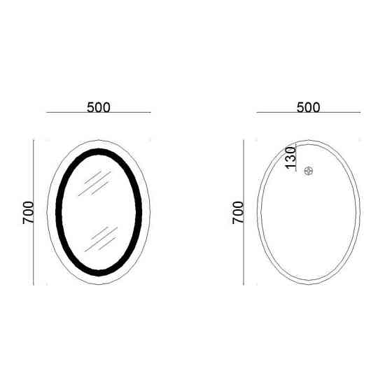 Дзеркало овальне для ванної Lidz Vida 700х500 з LED-підсвіткою Touch, з антизапотіванням, LD78LF5070 Харків