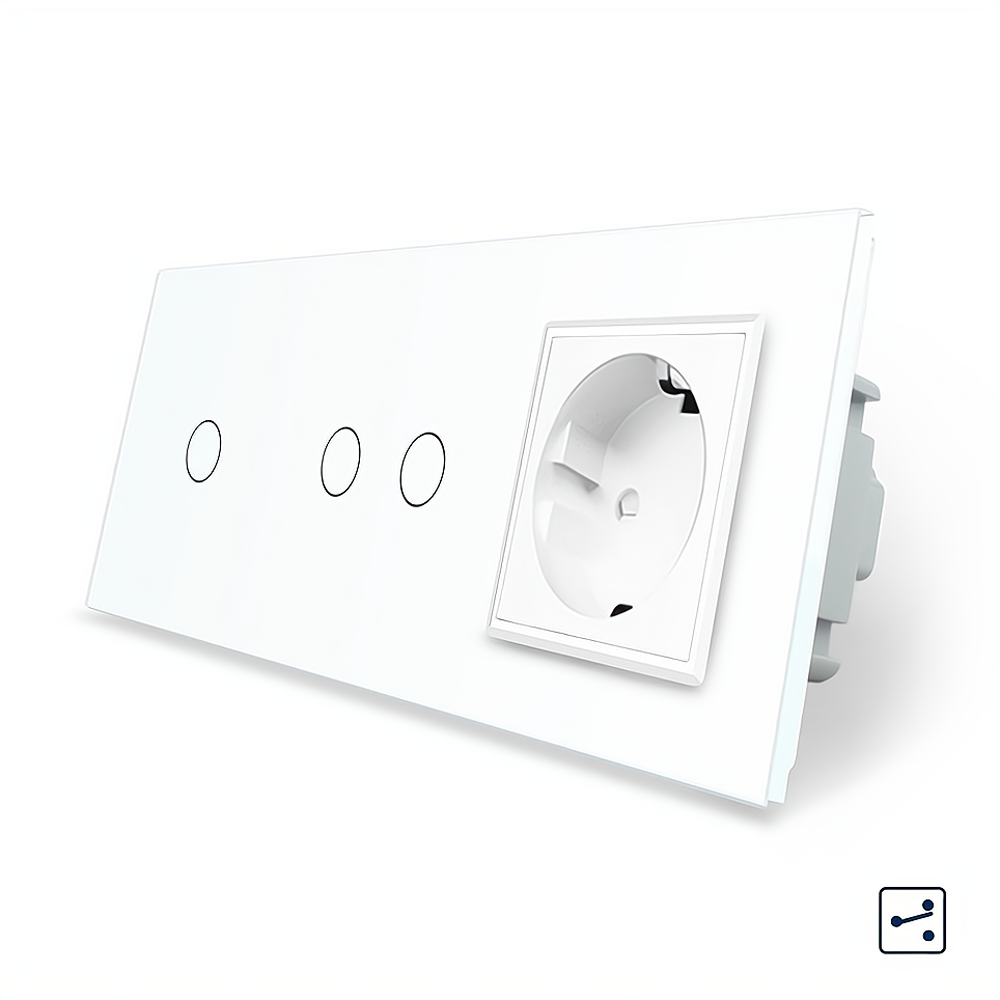 LIVOLO Сенсорний прохідний/перехресний вимикач 3 сенсора (1-2) 1 розетка Livolo білий скло (VL- Коломия - фото 5