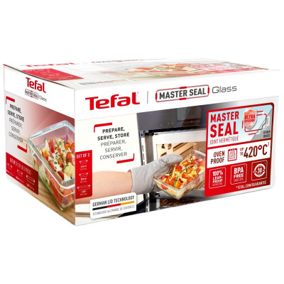 Харчовий контейнер Tefal Master Seal, Набір 3шт, жаростійке скло, прозорий (N1050910) Вінниця - фото 8