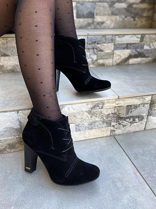 Жіночі черевики YDG модель 603 чорні натуральна замша каблук 9 см розмір 37р. (1045) Коломия - фото 7