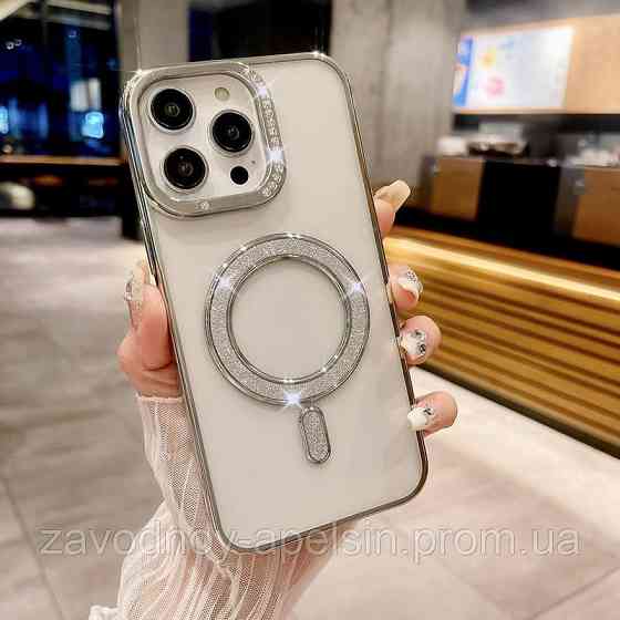 Iphone 16 Pro Чехол магнит Стразы Diamond (серебро) Одесса