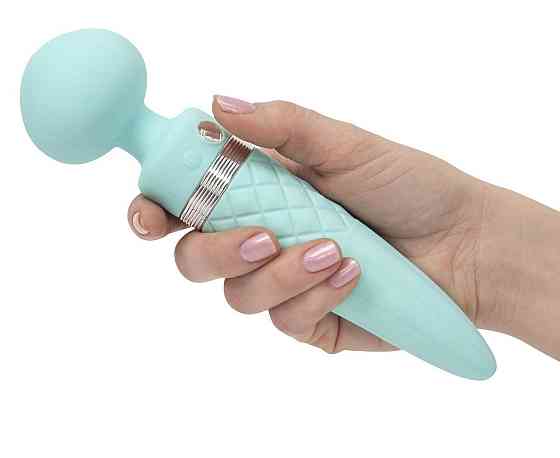 Вибромассажер 2в1 PILLOW TALK - Sultry Teal, классический массажер и вибратор с ротацией, подогрев Sex Aura Киев