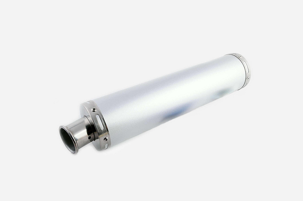 Глушник (тюнінг) 420 * 100mm, кріп. Ø78mm (нержавіюча сталь, срібло, без кріплень, mod:55) Київ - фото 1